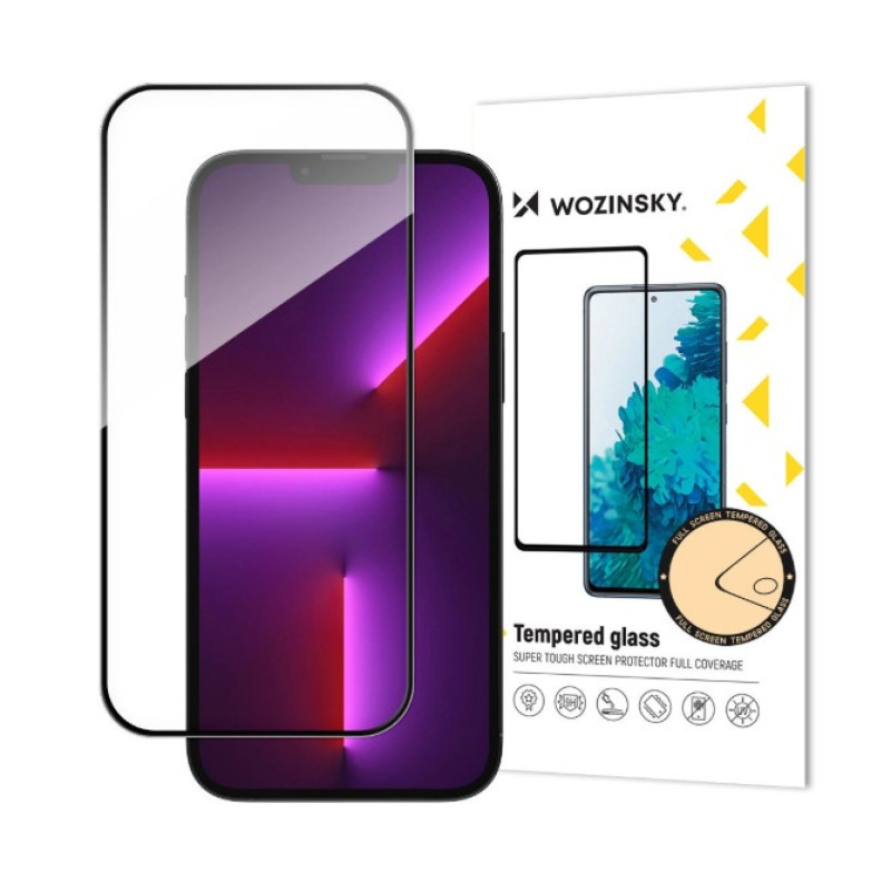 Aizsargstikls pilns ekrāns ar melno rāmi iPhone 16 Pro / iPhone 17