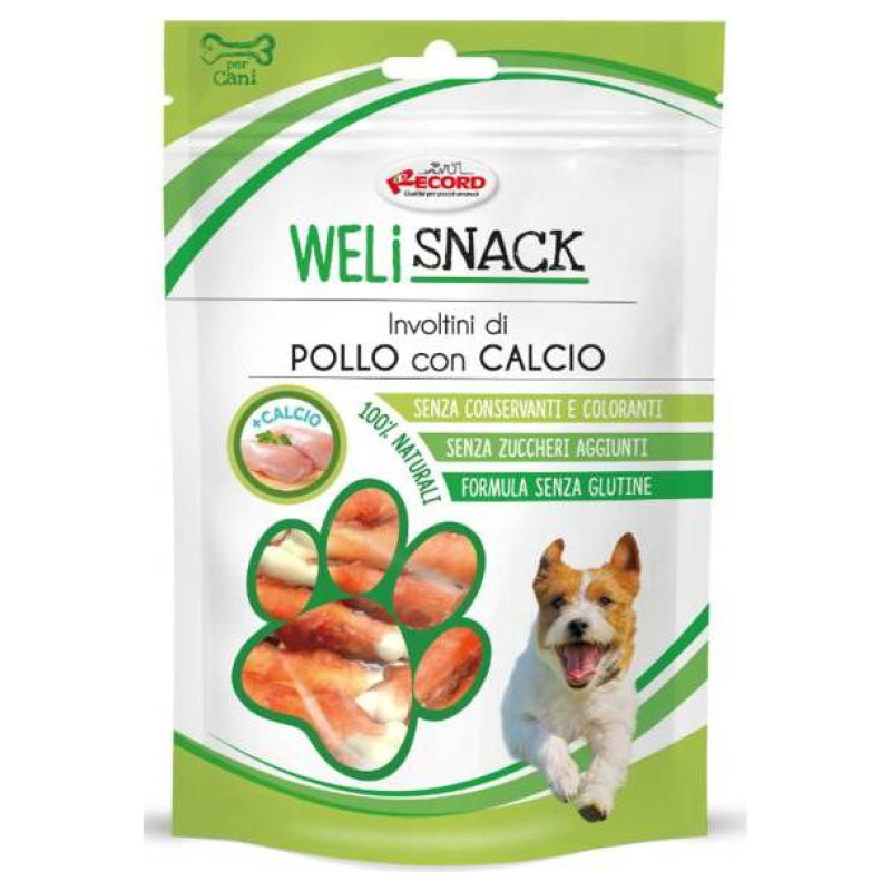 Record WELISNACK cāļu vraps ar kalciju 75 g - papildbarība suņiem