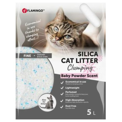 Flamingo CAT LITTER SILICA FINE CLUMPING BABY POWDER 5L