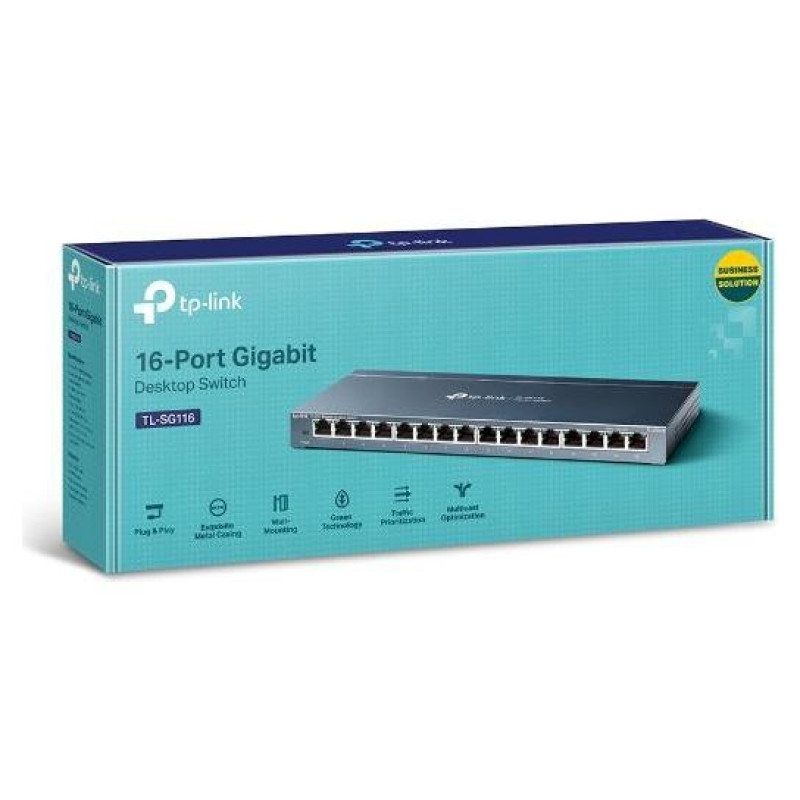 Tp-Link Switch|TP-LINK|Desktop/pedestal|16x10Base-T / 100Base-TX / 1000Base-T|TL-SG116