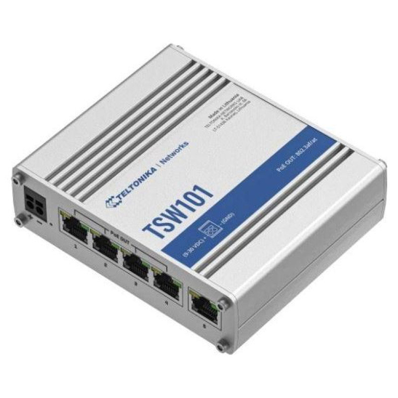 Teltonika Switch|TELTONIKA|TSW101|5xRJ45|PoE ports 4|60 Watts|TSW101