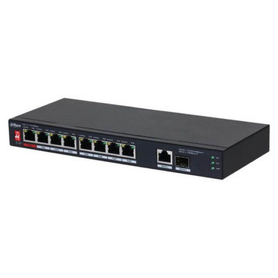 Dahua Switch|DAHUA|PFS3110-8ET1GT1GF-96|Desktop/pedestal|8x10Base-T / 100Base-TX|1x10Base-T / 100Base-TX / 1000Base-T|2x1000Base-T|PoE ports 8|96 Watts|DH-PFS3110-8ET1GT1GF-96