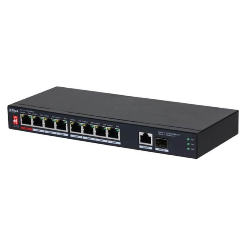 Dahua Switch|DAHUA|PFS3110-8ET1GT1GF-96|Desktop/pedestal|8x10Base-T / 100Base-TX|1x10Base-T / 100Base-TX / 1000Base-T|2x1000Base-T|PoE ports 8|96 Watts|DH-PFS3110-8ET1GT1GF-96
