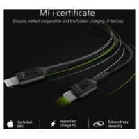 Green Cell GC Power Stream USB Type-C Male - Lightning Male 1m MFi Black