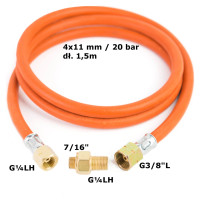 Meva Reduction connection to a tourist gas cylinder G 3/8" L - 7/16" hose 1.5 m