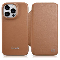 Icarer CE Premium Leather Folio Case iPhone 14 Pro Magnetic Flip Leather Folio Case MagSafe brown (WMI14220714-BN)