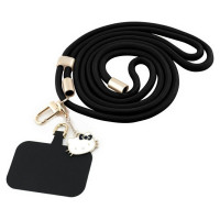 Hello Kitty Patch & Kitty Head Charm Universal Phone Lanyard - Black