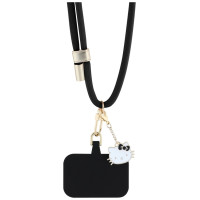 Hello Kitty Patch & Kitty Head Charm Universal Phone Lanyard - Black