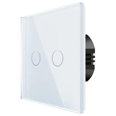 Spring Two Gang, One Way Touch Switch, Glass White