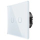 Spring Two Gang, One Way Touch Switch, Glass White