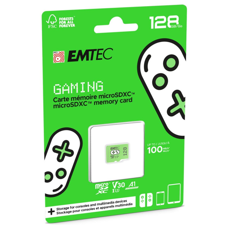 Emtec mSD 128GB UHSI U3 V30 A1 Gaming Green