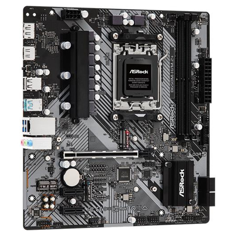 Asrock Mainboard|ASROCK|AMD B650|SAM5|Micro-ATX|Memory DDR5|Memory slots 2|1xPCI-E|2xPCI-Express 4.0 1x|1xPCI-Express 4.0 16x|1xM.2|1xHDMI|1xDisplayPort|1xAudio-In|1xAudio-Out|1xMicrophone|2xUSB 2.0|3xUSB 3.2|1xUSB-C|1xRJ45|B650M-H/M.2+