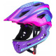 Rockbros TT-32SBPP-M children's bicycle helmet with removable chinbar, size M - purple-pink
