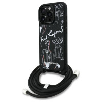 Karl Lagerfeld Crossbody Grained Pattern & Logo Case for iPhone 16 Pro - Black