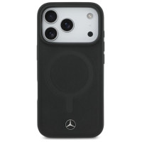 Mercedes Plain Smooth Leather MagSafe Case for iPhone 17 Pro - Black