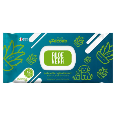 Record Tīro&scaron;as salvetes suņiem/kaķiem Maxi ALOE VERA 40 gb.
