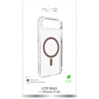 Puro Lite Mag TPU+PC Case Compatible with MagSafe for iPhone 17 Air - Transparent with Brown Ring