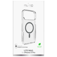 Puro Lite Mag TPU+PC Case Compatible with MagSafe for iPhone 17 Pro - Transparent with Gray Ring