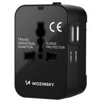 Wozinsky WUTWC travel adapter universal 24W EU / US / AUS / UK / 2x USB-A - black