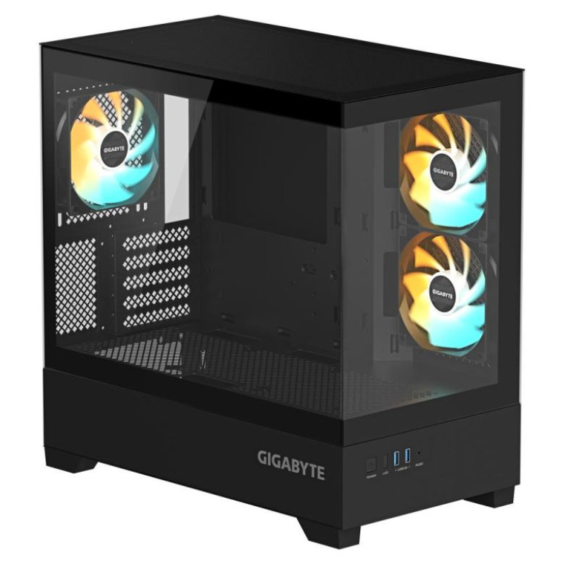 Gigabyte Case|GIGABYTE|C201 PANORAMIC|MidiTower|Case product features Rackmountable/Removeable HDD basket/Transparent panel|Not included|MicroATX|MiniITX|Colour Black|GB-C201P