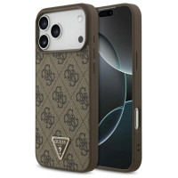 Guess Leather 4G Triangle Strass MagSafe Case for iPhone 17 Pro Max - Brown