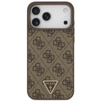 Guess Leather 4G Triangle Strass MagSafe Case for iPhone 17 Pro Max - Brown