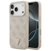 Guess Leather 4G Triangle Strass MagSafe Case for iPhone 17 Pro - Pink