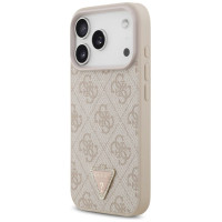 Guess Leather 4G Triangle Strass MagSafe Case for iPhone 17 Pro - Pink