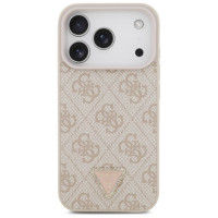 Guess Leather 4G Triangle Strass MagSafe Case for iPhone 17 Pro - Pink