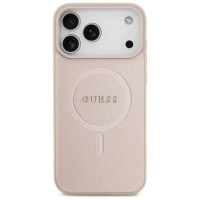 Guess Saffiano Classic Logo MagSafe Case for iPhone 17 Pro Max - Pink
