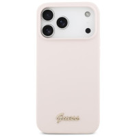 Guess Silicone Script Metal Logo MagSafe Case for iPhone 17 Pro Max - Pink