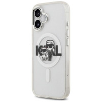 Karl Lagerfeld IML Glitter Karl & Choupette Sketch Logo MagSafe iPhone 17 Case - Clear