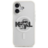 Karl Lagerfeld IML Glitter Karl & Choupette Sketch Logo MagSafe iPhone 17 Case - Clear