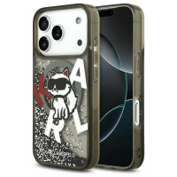 Karl Lagerfeld Liquid Glitter Choupette Logo MagSafe Case for iPhone 17 Pro - Black