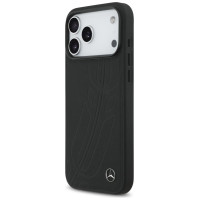 Mercedes Leather Large Laurel Leave MagSafe Case for iPhone 17 Pro Max - Black