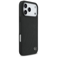 Mercedes Leather Large Laurel Leave MagSafe Case for iPhone 17 Pro Max - Black