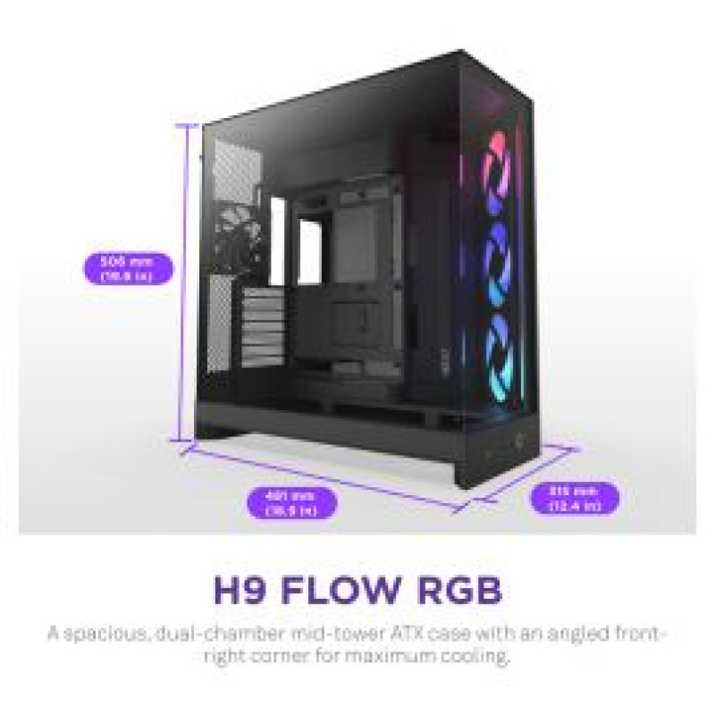 Nzxt. Datora korpuss NZXT H9 Flow RGB 2025 Black