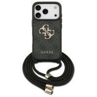 Guess 4G Big Logo Cord Stap Crossbody Case for iPhone 17 Pro - Black