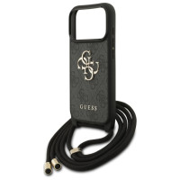 Guess 4G Big Logo Cord Stap Crossbody Case for iPhone 17 Pro - Black