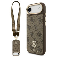 Guess 4G Strass Logo & Big Strap Metal Buttons MagSafe Case for iPhone Air - Brown