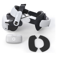 Bobovr M3 Pro strain relief strap for Meta Quest 3 VR goggles + BoboVR B2 battery - white and black