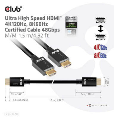 Club3D CABLE HDMI TO HDMI 1.5M/M/M CAC-1370 CLUB3D