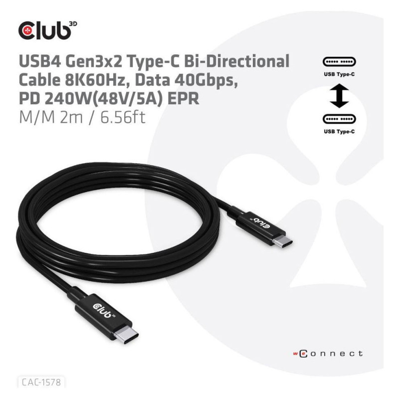 Club3D CABLE USB-C BI-DIRECTIONAL 2M/M/M CAC-1578 CLUB3D