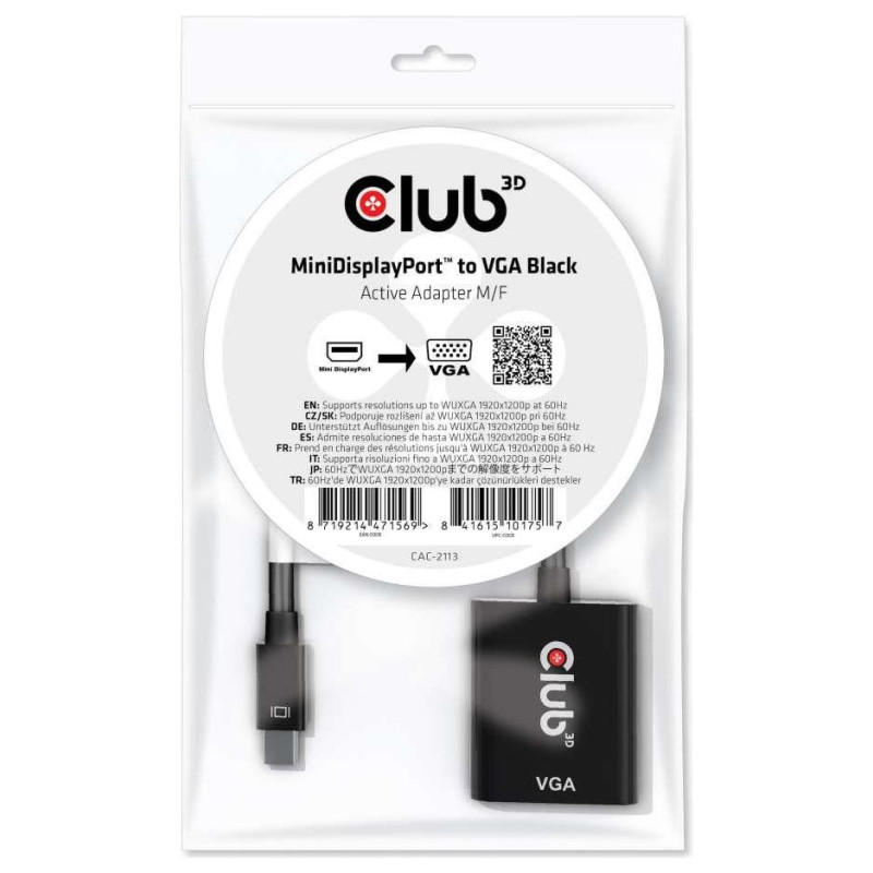 Club3D I/O ADAPTER MINI DP TO VGA/M/F CAC-2113 CLUB3D