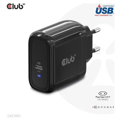 Club3D MOBILE TRAVEL CHARGER USB-C/PPS 65W CAC-1905EU CLUB3D