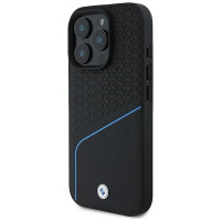 BMW Signature Leather Textured & Line MagSafe iPhone 16 Pro Case - Black