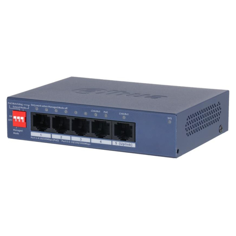 Dahua Switch|DAHUA|DH-CS4005-4ET1GT-36|Type L2|PoE ports 4|40 Watts|CS4005-4ET1GT-36
