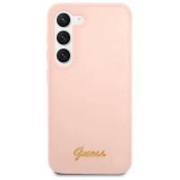 Guess GUHCS23MLSLMGPP S23+ S916 pink/pink hardcase Silicone Script Metal Logo