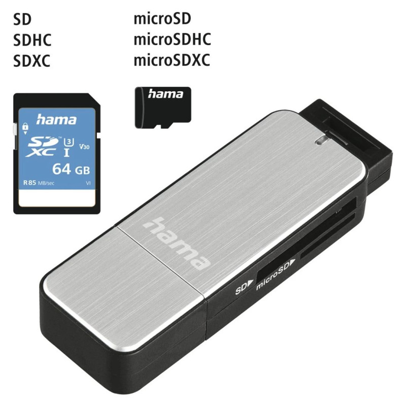 Hama 00123900 USB 3.0 Card Reader Aluminium
