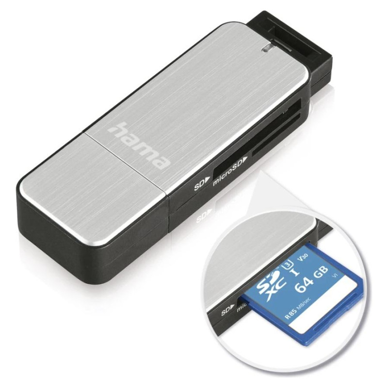 Hama 00123900 USB 3.0 Card Reader Aluminium